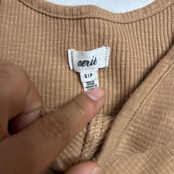 Aerie Brown Ribbed Tank Top Corset Style Cropped Sleeveless Size Small - Picture 3 of 5